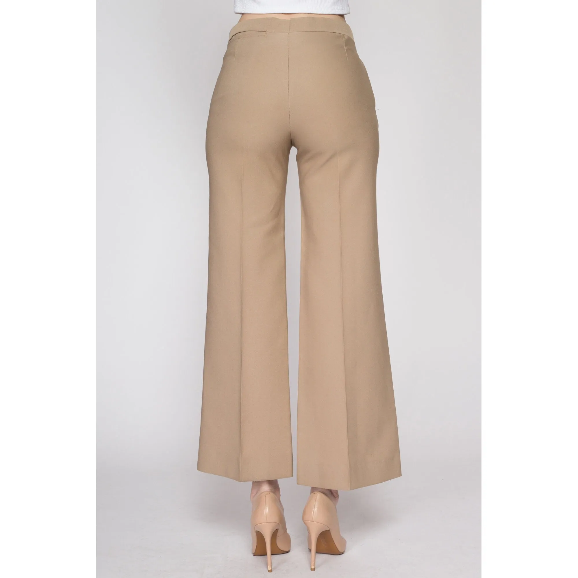 Small 70s Tan Mid Rise Flared Pants