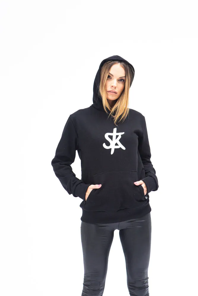 Sofa Killer warm black women hoodie with white SK logo