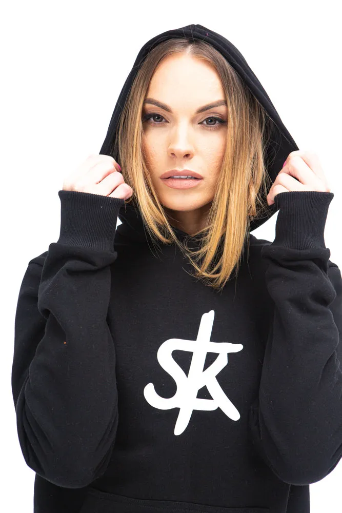 Sofa Killer warm black women hoodie with white SK logo