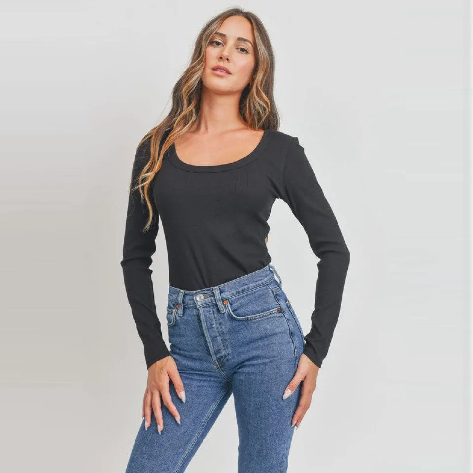 Soft Ribbed Scoop Neck Top