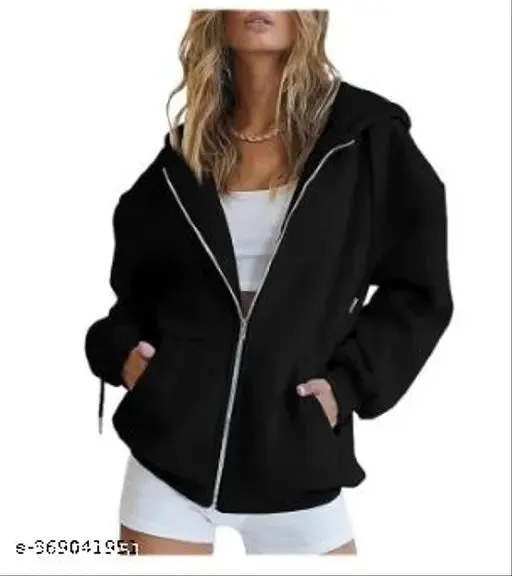Solid Black Zipper Hoodie