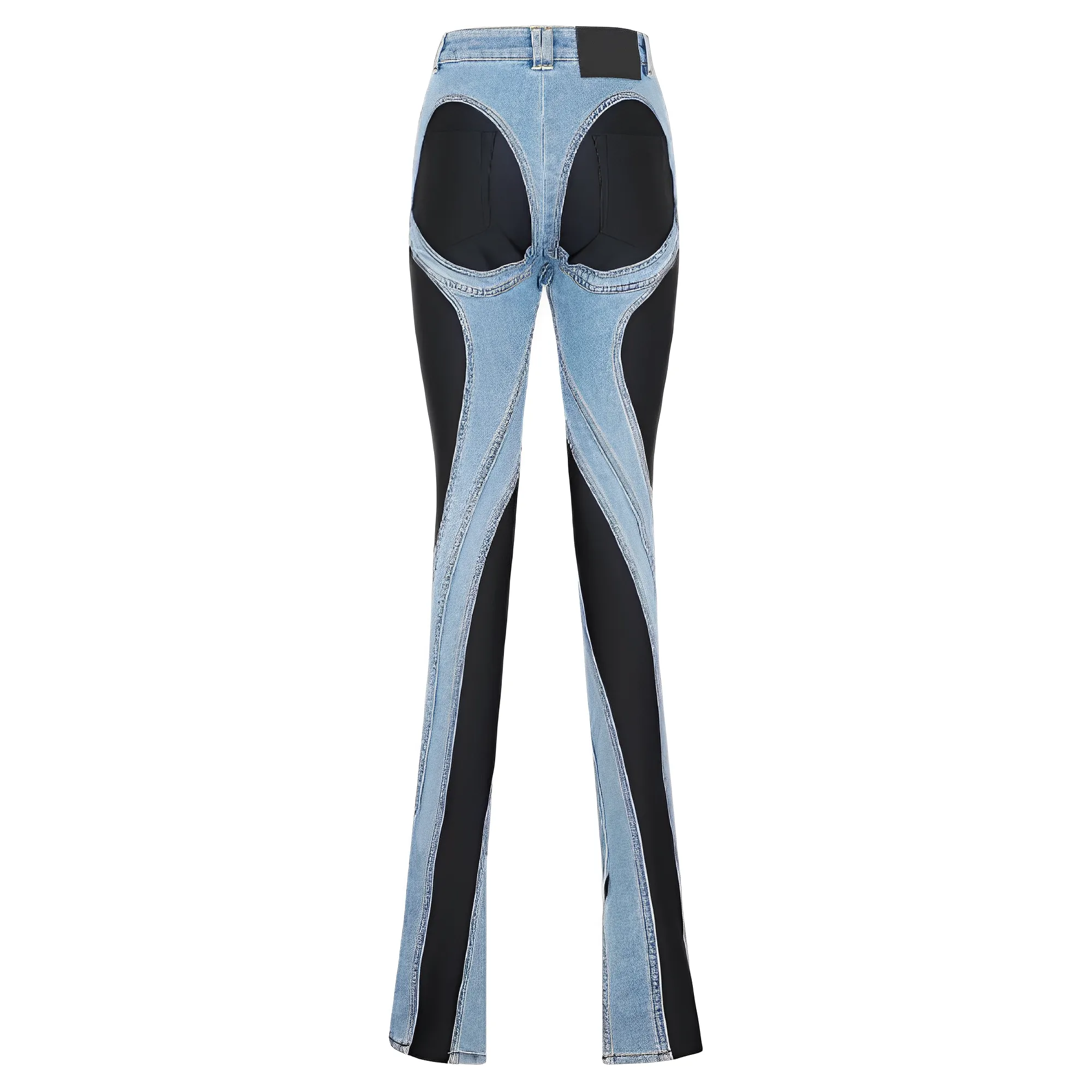 Split Hem Patchwork Flared Jeans