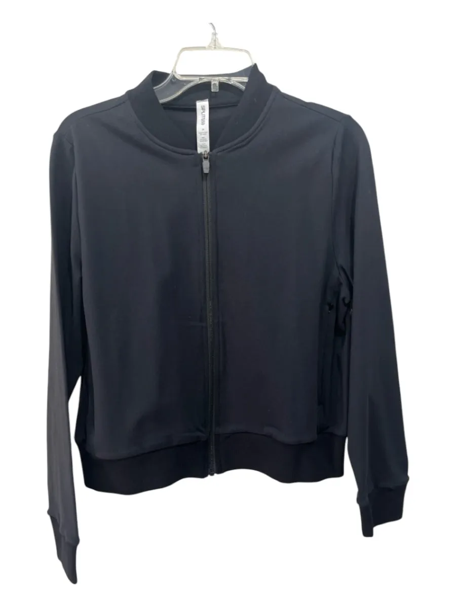 Splits 59 Size M Black Nylon Blend Baseball Collar Zip Front Bomber Jacket