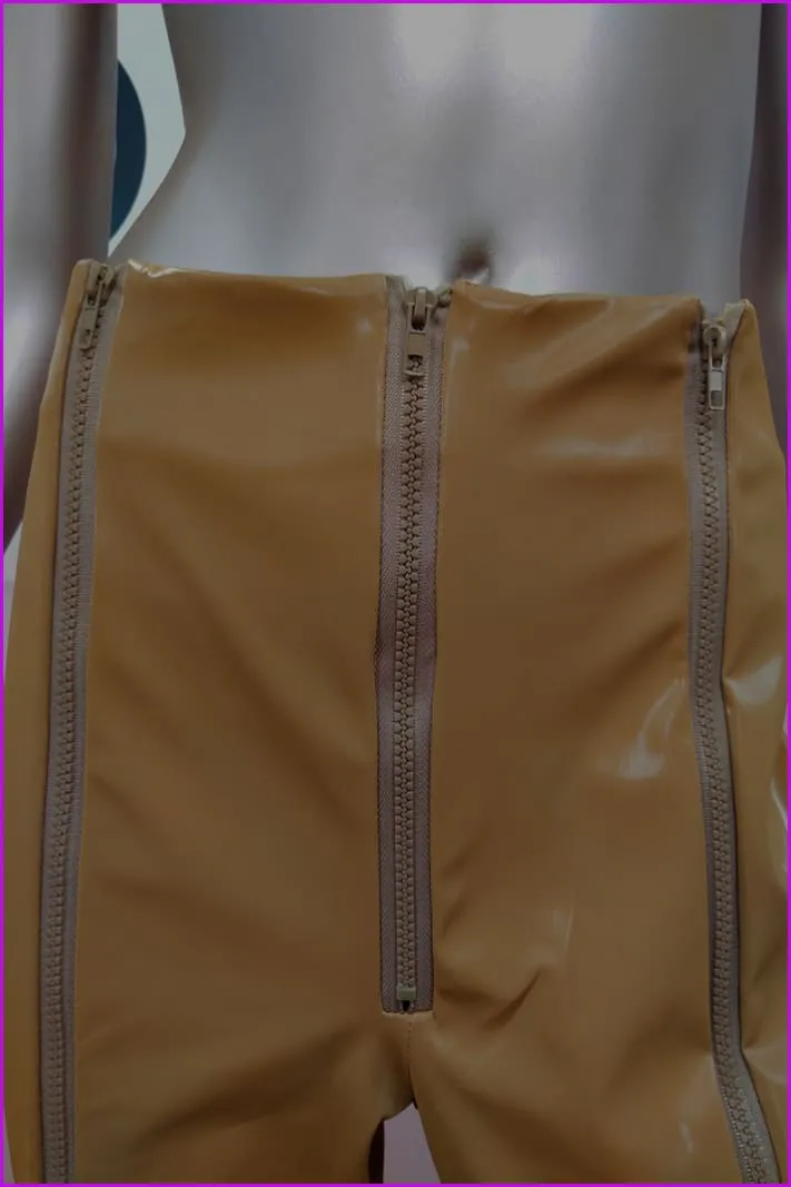 Stylish Zipper Up Skinny Leather Pants F1931