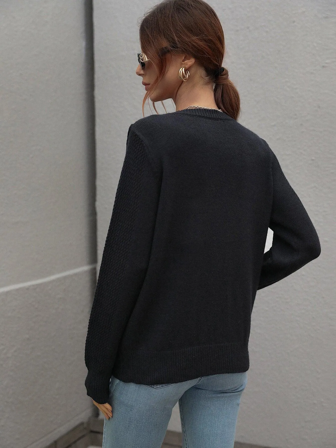 Swaying Long Sleeve Fringe Sweater