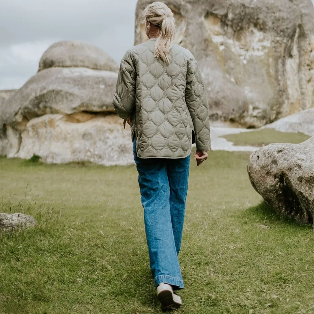 Talei Women's Quilted  Bomber - Green Tea