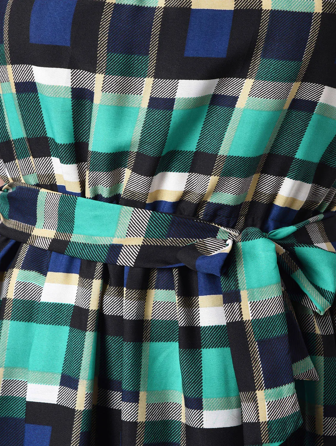 Tie front checkered maxi dress