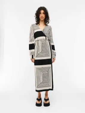 TOBINA WRAP DRESS (BLACK/IVORY)