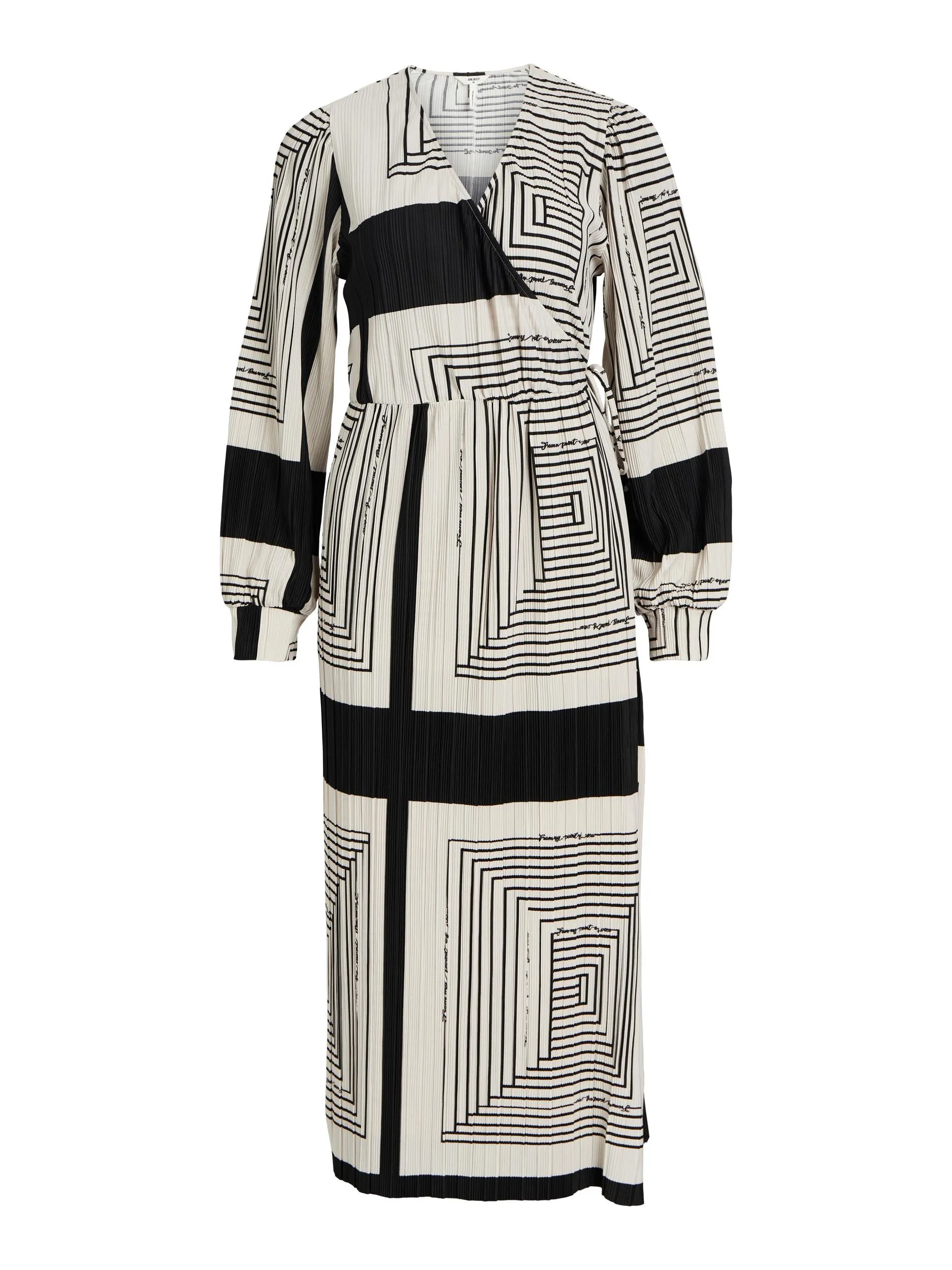 TOBINA WRAP DRESS (BLACK/IVORY)