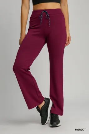 Umgee Cropped Flared Pants Merlot