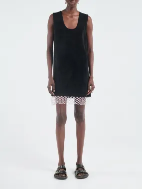 Velour Tunic Macrame in Black