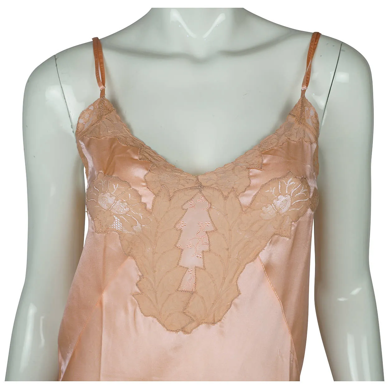 Vintage 1930s Slip Ladies Pink Silk Lingerie with Ecru Lace Trim Size 34