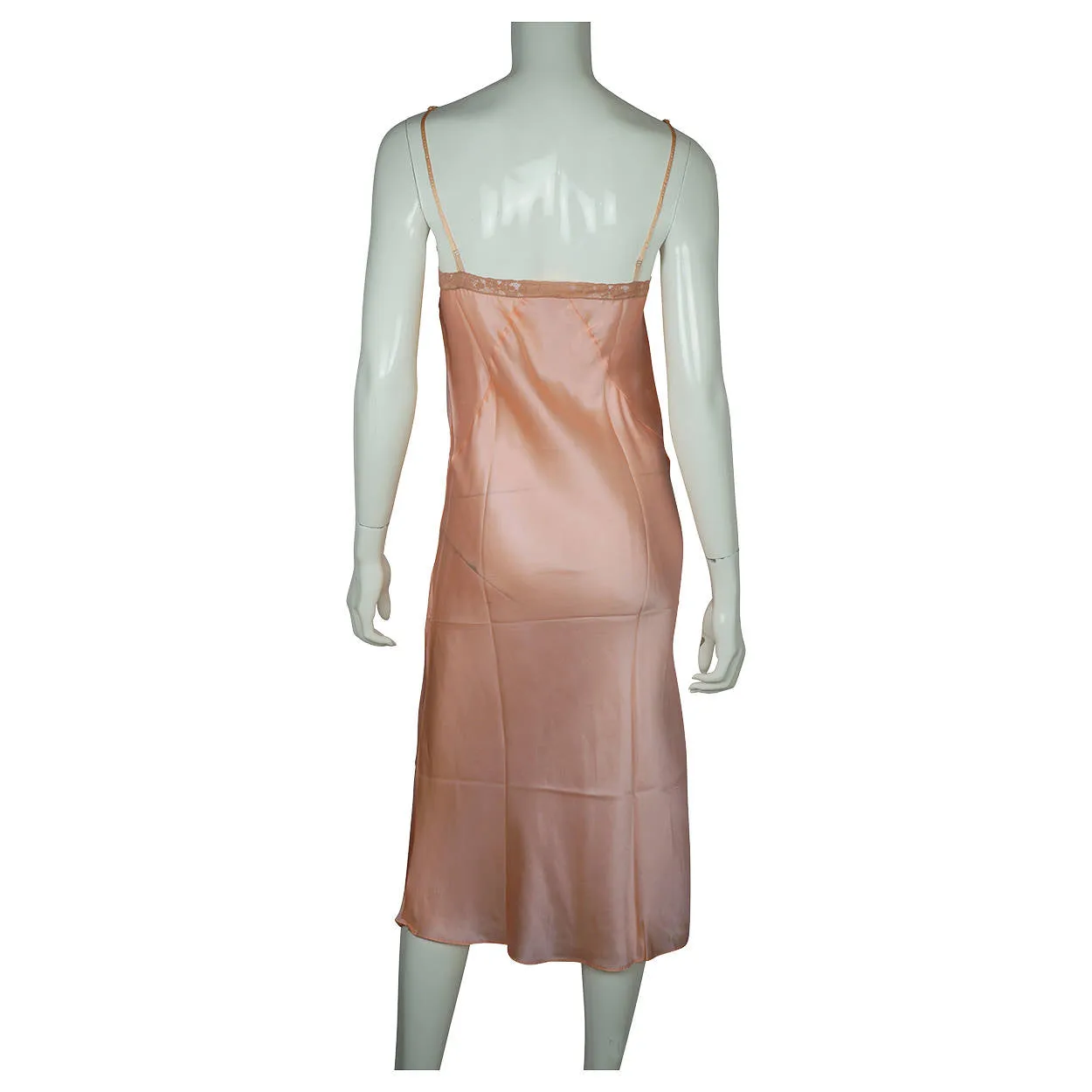 Vintage 1930s Slip Ladies Pink Silk Lingerie with Ecru Lace Trim Size 34