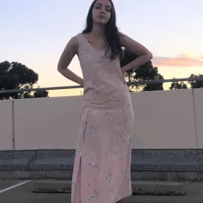 Vintage Camila Arthur Milano Pale Pink Floral Midi/Maxi Dress