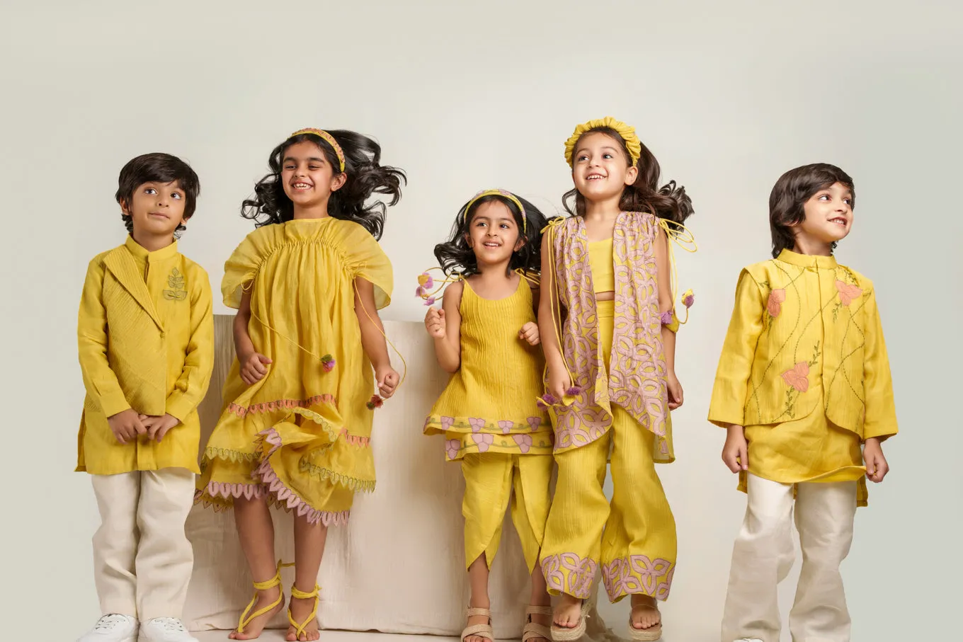 Yellow chanderi silk hand embroidered co-ord set