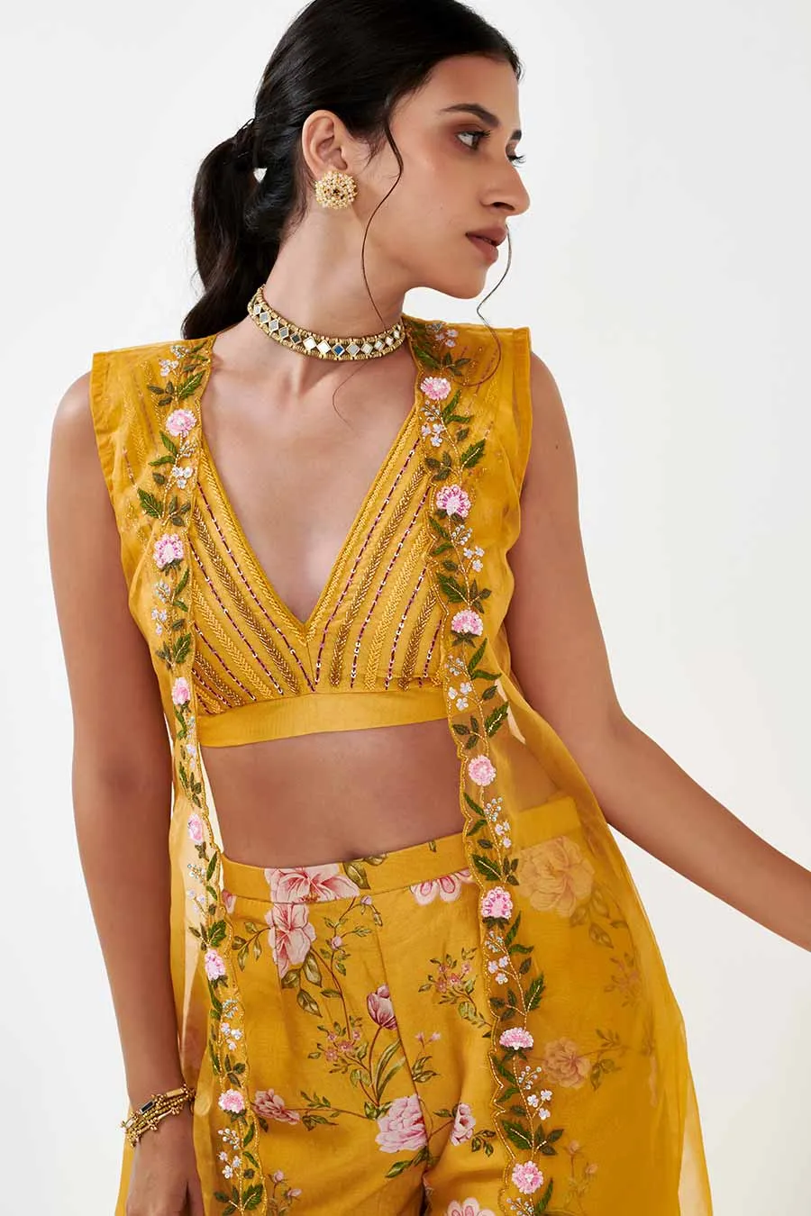 Yellow Printed Cape Co-Ord Set