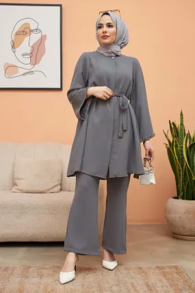 ZRF Women Spanish Flared Pants Tunic Set - Gray - Lausanne